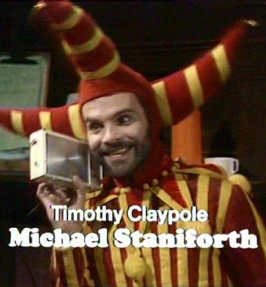 Mr Claypole is his weird jesters outfit